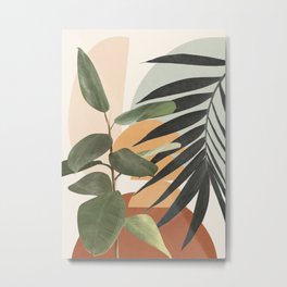 Sunset Flora 03 Metal Print | Pattern, Home, Nature, Illustration, Tropical, Modern, Abstract, Art, Shape, Leaves 