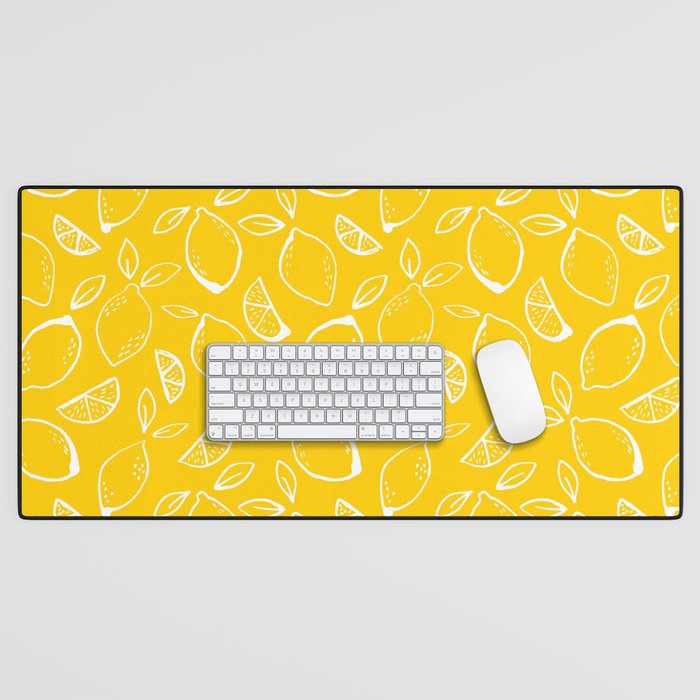 Inky Lemons - Yellow Desk Mat