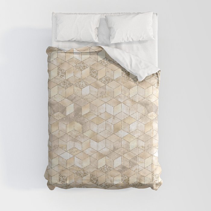 Luxury Light Gold Geometric Pattern Comforter