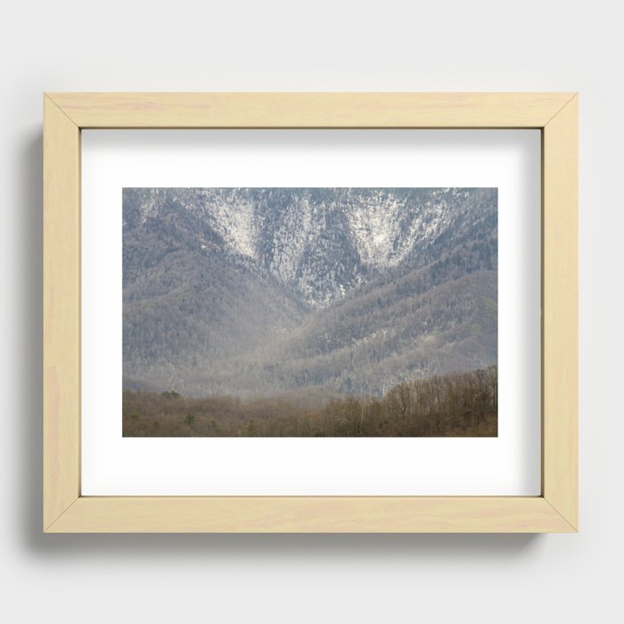 Snow Dusted Mountain Recessed Framed Print