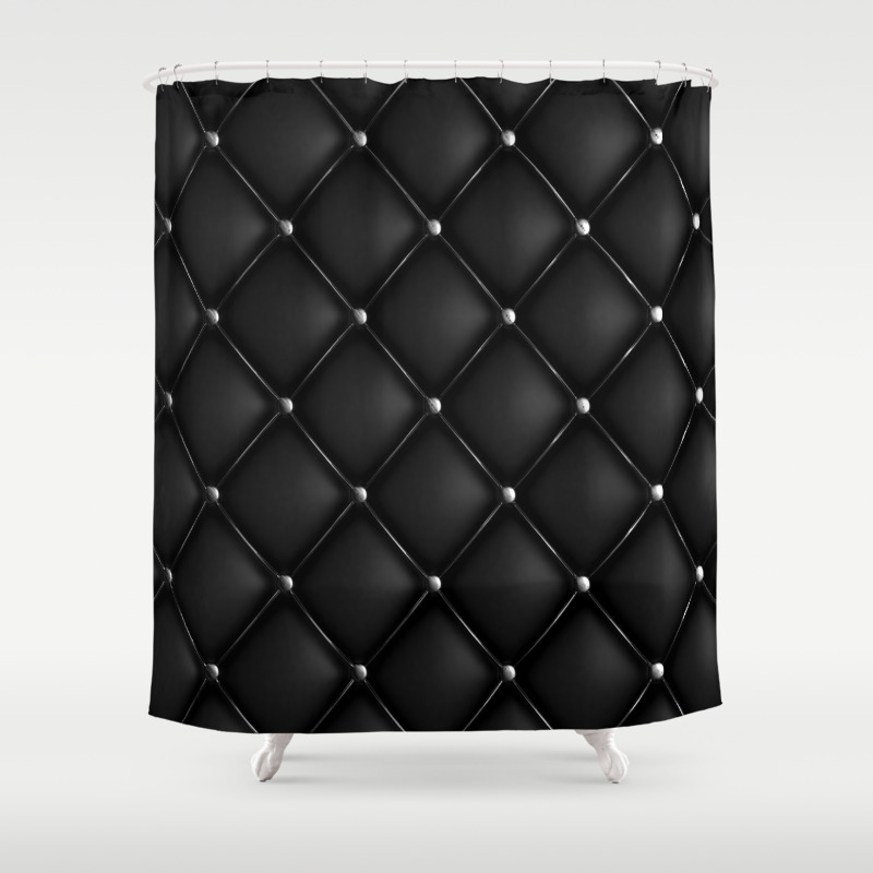 Black Quilted Leather Shower Curtain By, Black Faux Leather Shower Curtain