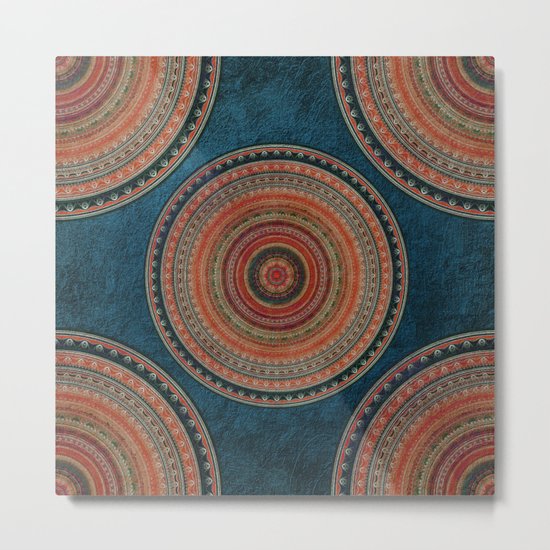 Earth Tone Colored Mandala Metal Print