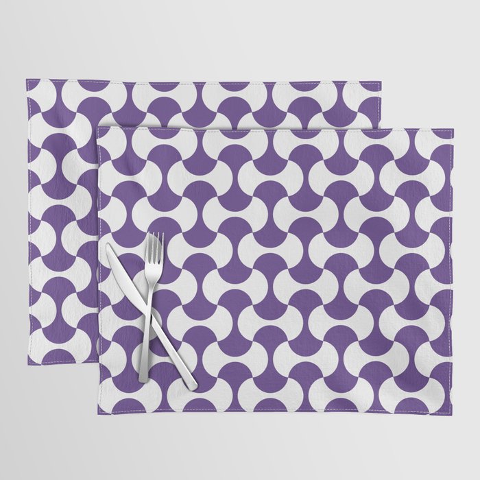 Violet and white mid century mcm geometric modernism Placemat