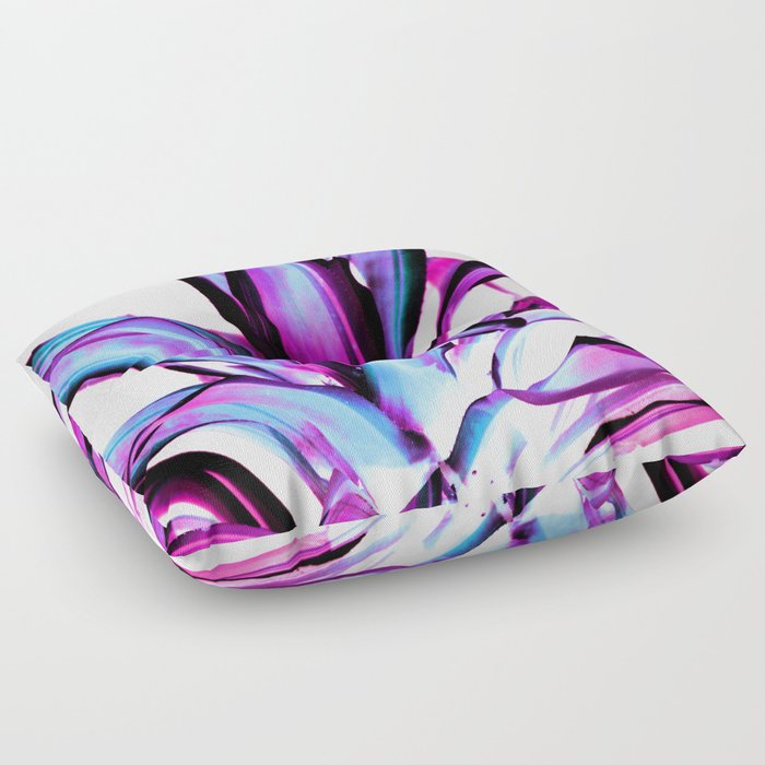Plant Leaves Abstract Magenta Blue Purple Floor Pillow