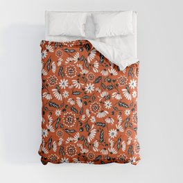 Red Orange Daisy Comforter
