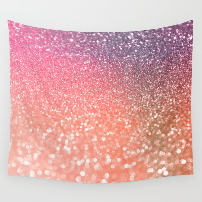 Rose Gold Peach Glitter Blush Wall Tapestry