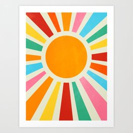 Retro Sunrise: Rainbow Edition Art Print