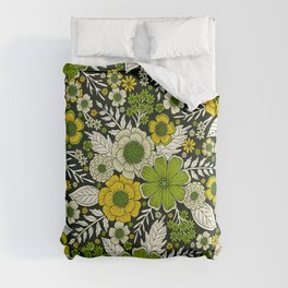 Modern Yellow & Green Floral Pattern Comforter