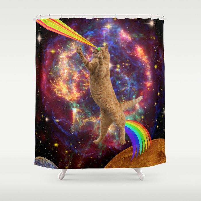 Cat Space Shower Curtain By Gloriasanchezartist Society6