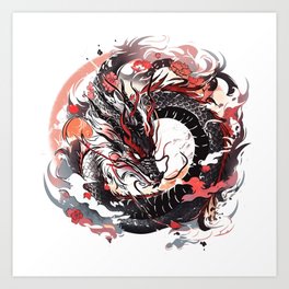 Tattoo Style Dragon Art Print
