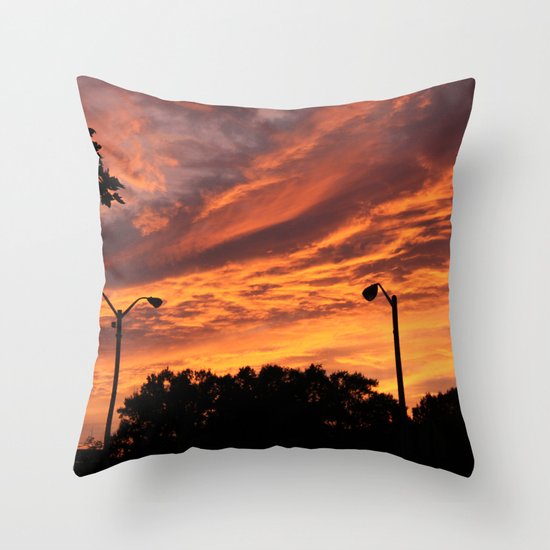 Pink and Orange Sunset Throw Pillow