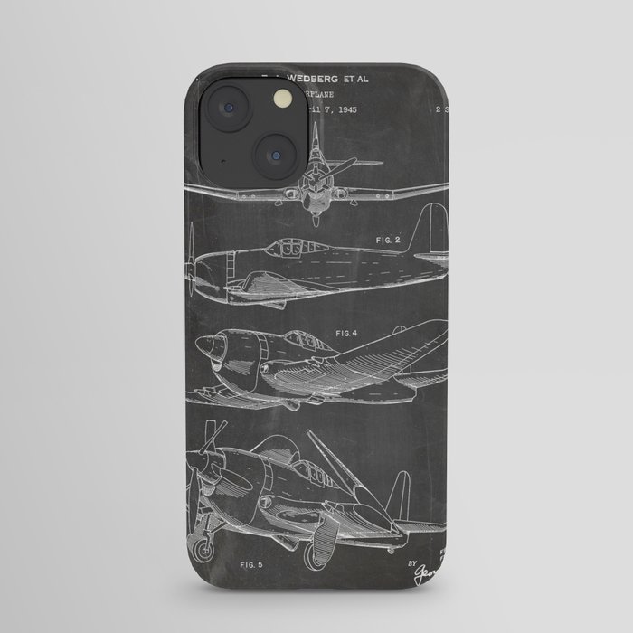 Wedberg Airplane Patent - Us Air Force Art - Black Chalkboard iPhone Case