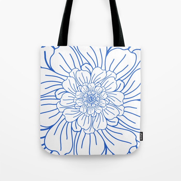 Blue Flower Outline Tote Bag