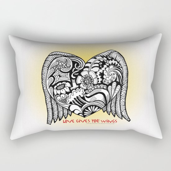 Love Gives You Wings A Zentangle Illustration for Lovers Rectangular Pillow