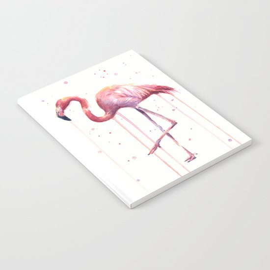 Flamingo Watercolor Tropical Birds Animal Painting Notebook