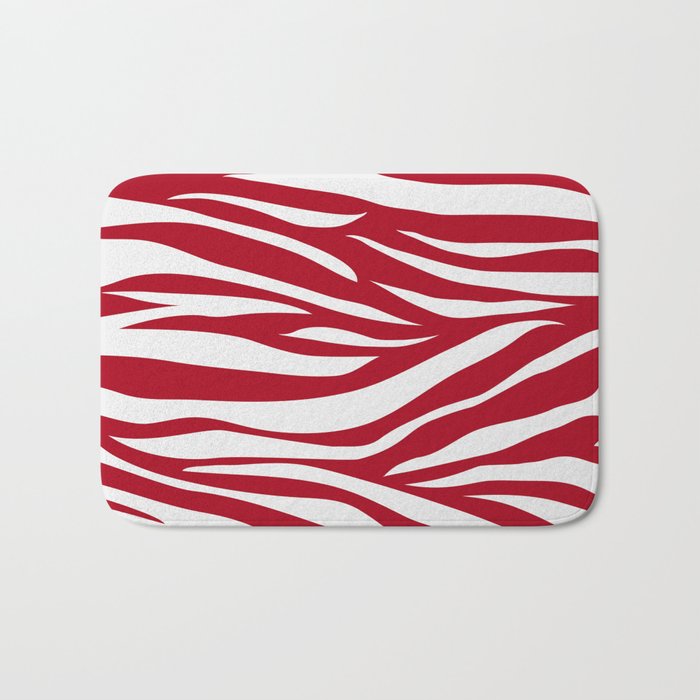 red + white zebra Bath Mat
