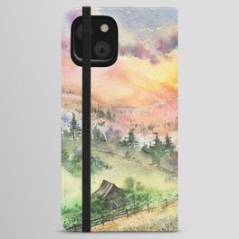 Misty Mountain Sunset Clouds iPhone Wallet Case