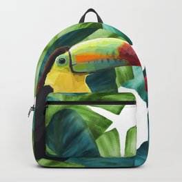 Toucans Tropical Banana Leaves Pattern Backpack | Toucanspattern, Birds, Graphicdesign, Birdslovers, Tropicaldesign, Bananaleaves, Uniquepattern, Birdstoucan, Summerdesign, Tropicalleaves 