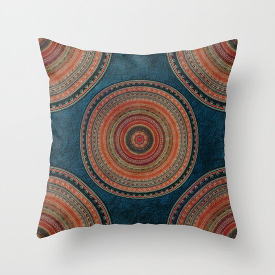Earth Tone Colored Mandala Throw Pillow by Klara Acel Society6