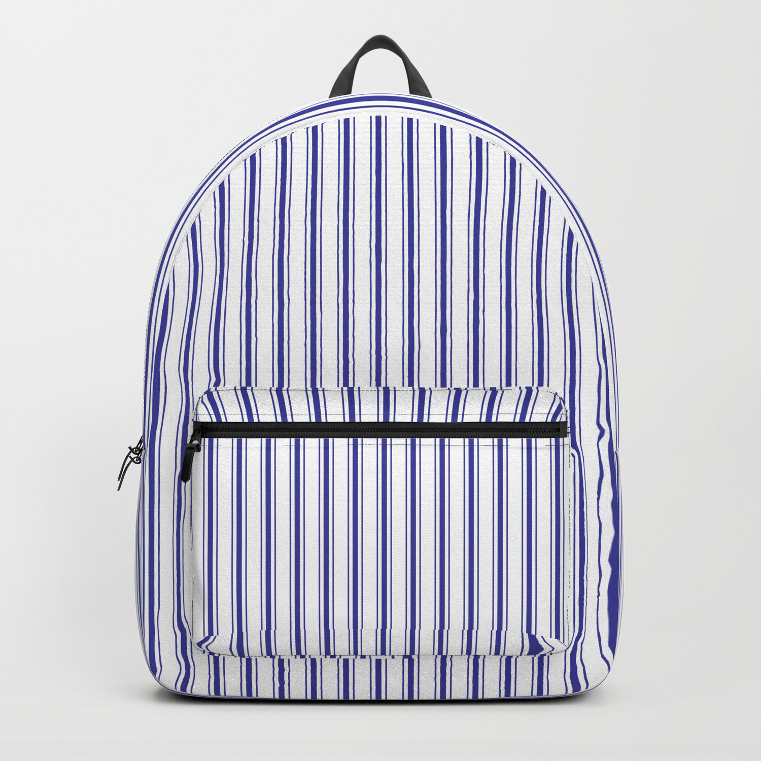 navy and white striped backpack