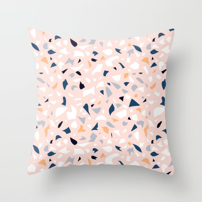 Peach Navy And White Throw Pillow