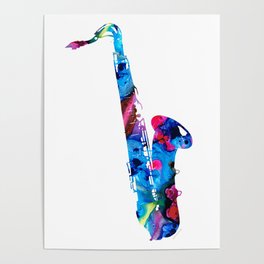 Colorful Saxophone by Sharon Cummings Poster