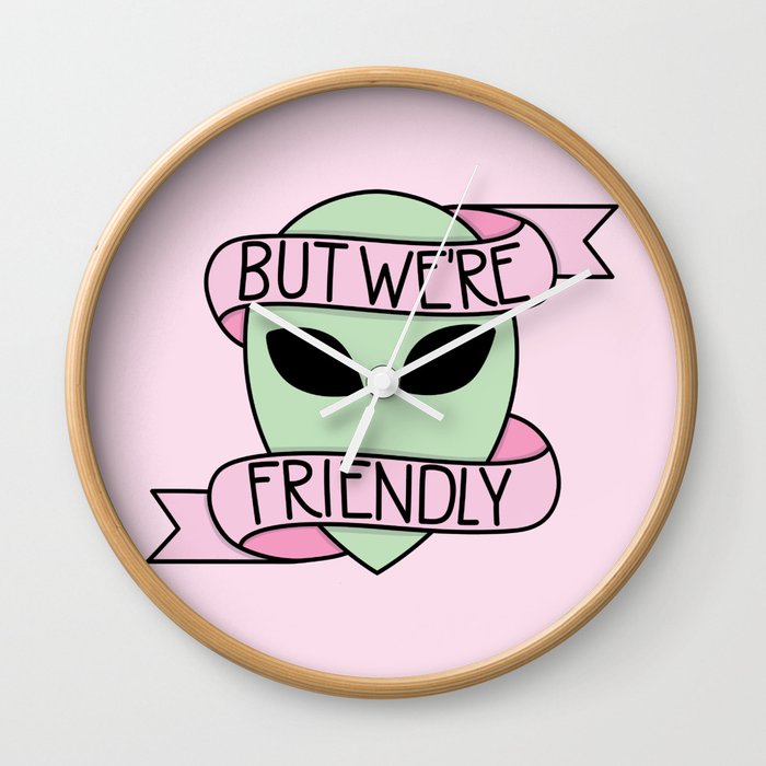 We Are Friendly (Pink) Wall Clock