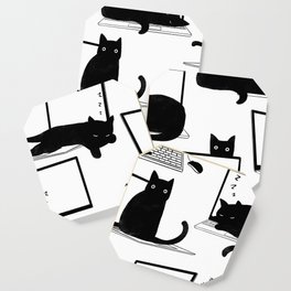 Cats Sitting on Laptops Coaster