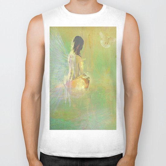 The angel and the dove of the peace Biker Tank