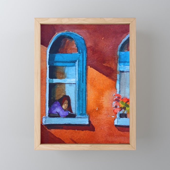Looking Out A Window Framed Mini Art Print