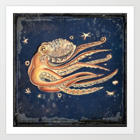 SPACEpolpo - space octopus Art Print