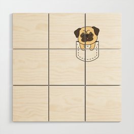 Pug In Pocket Cute Dog In Breast Pocket Wood Wall Art