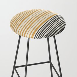 Natural Stripes Modern Minimalist Colour Block Pattern in Charcoal Grey, Muted Mustard Gold, and Cream Beige Bar Stool