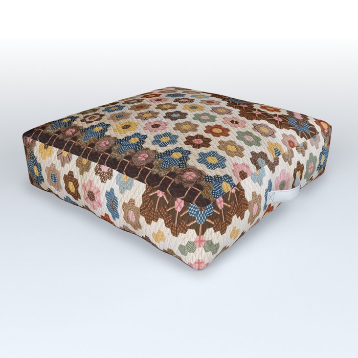 Antique Honeycomb Quilt Textile  Outdoor Floor Cushion