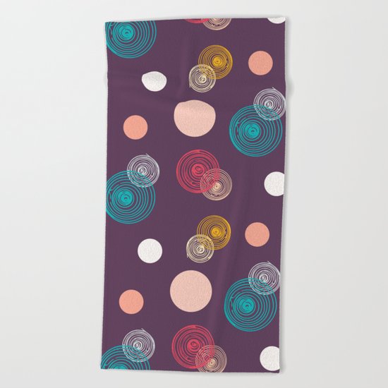 Colorful Scrawled Polka Dots Beach Towel