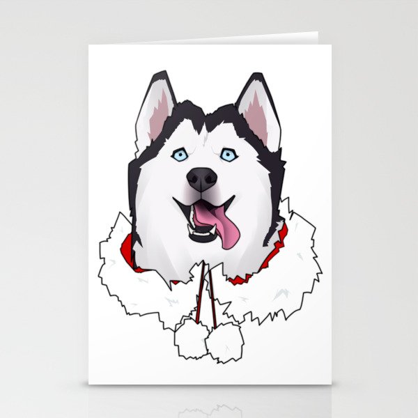 mazing Funny Dog Husky Christmas Stationery Cards