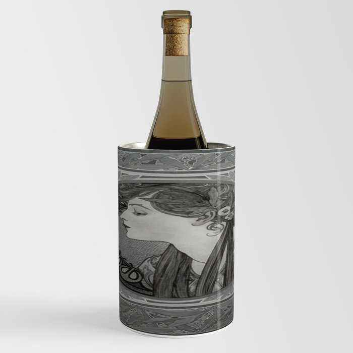 Alphonse Mucha Laurel  (1860 – 1939) black, white  Wine Chiller