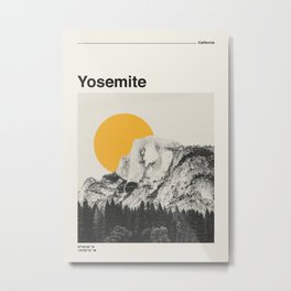 Retro Travel Poster, Yosemite National Park Collage Metal Print