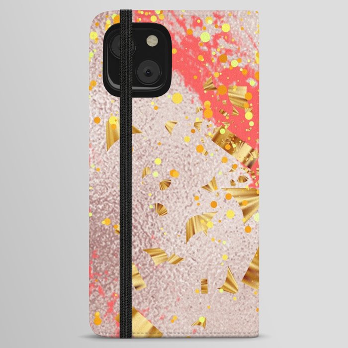 Orange And Glitter Contemporary Pattern iPhone Wallet Case