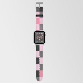 Valentine's Day Black, Red, Pink, & Grey Checkered Plaid Pattern Apple Watch Band