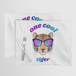 Cool tiger face with gradient glasses Placemat