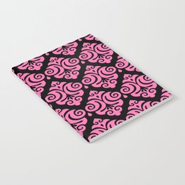 Victorian Gothic Pattern 542 Pink and Black Notebook