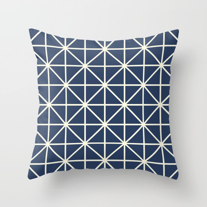 Navy & Cream Diamond Geometric Pattern Throw Pillow