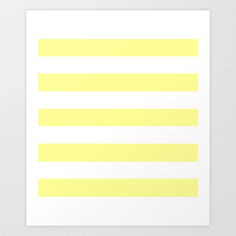 Pastel Yellow Solid Color White Stripes Pattern Art Print By Makeitcolorful