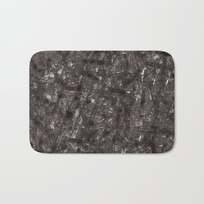 Abstract grey cracked and scratched grey metal panel Bath Mat