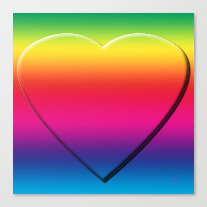 One Heart Rainbow Canvas Print