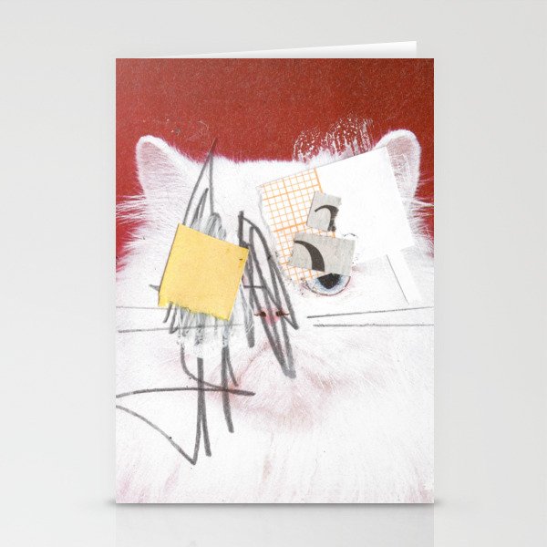 white cat disaster 2 Stationery Cards