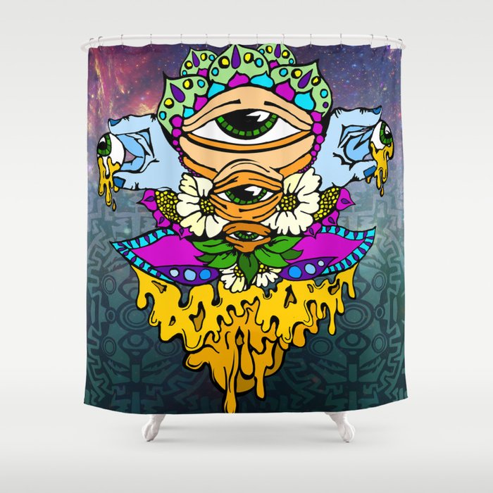 Open Your Eyes Psychedelic Illustration Shower Curtain