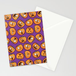 Cute Funny Faces Halloween Pumpkins Stationery Cards