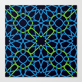 Blue & Yellow Color Arab Square Pattern Canvas Print